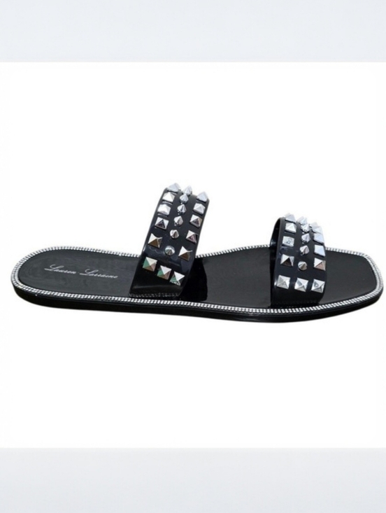 Lauren Lorraine Shoes - Lauren Lorraine Studley Black Stud Rhinestone Jelly Slide Sandals Size 11